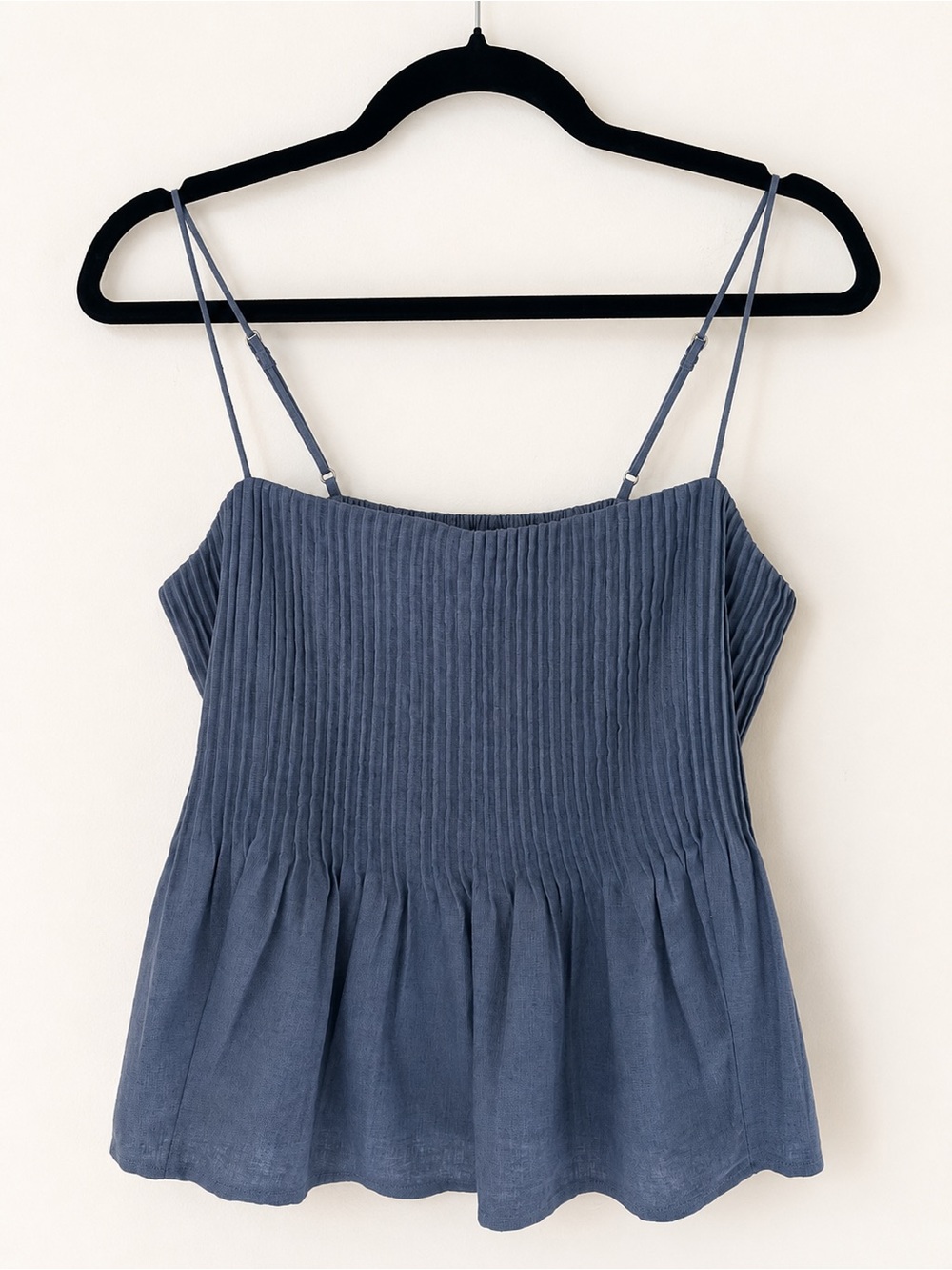 Abercrombie & Fitch Blue Linen Blend Pintuck Cami Top M